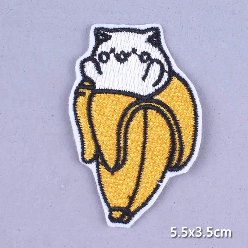 Забавная мультяшная нашивка нашивки с вышивкой Anmal для одежды в полоску котом