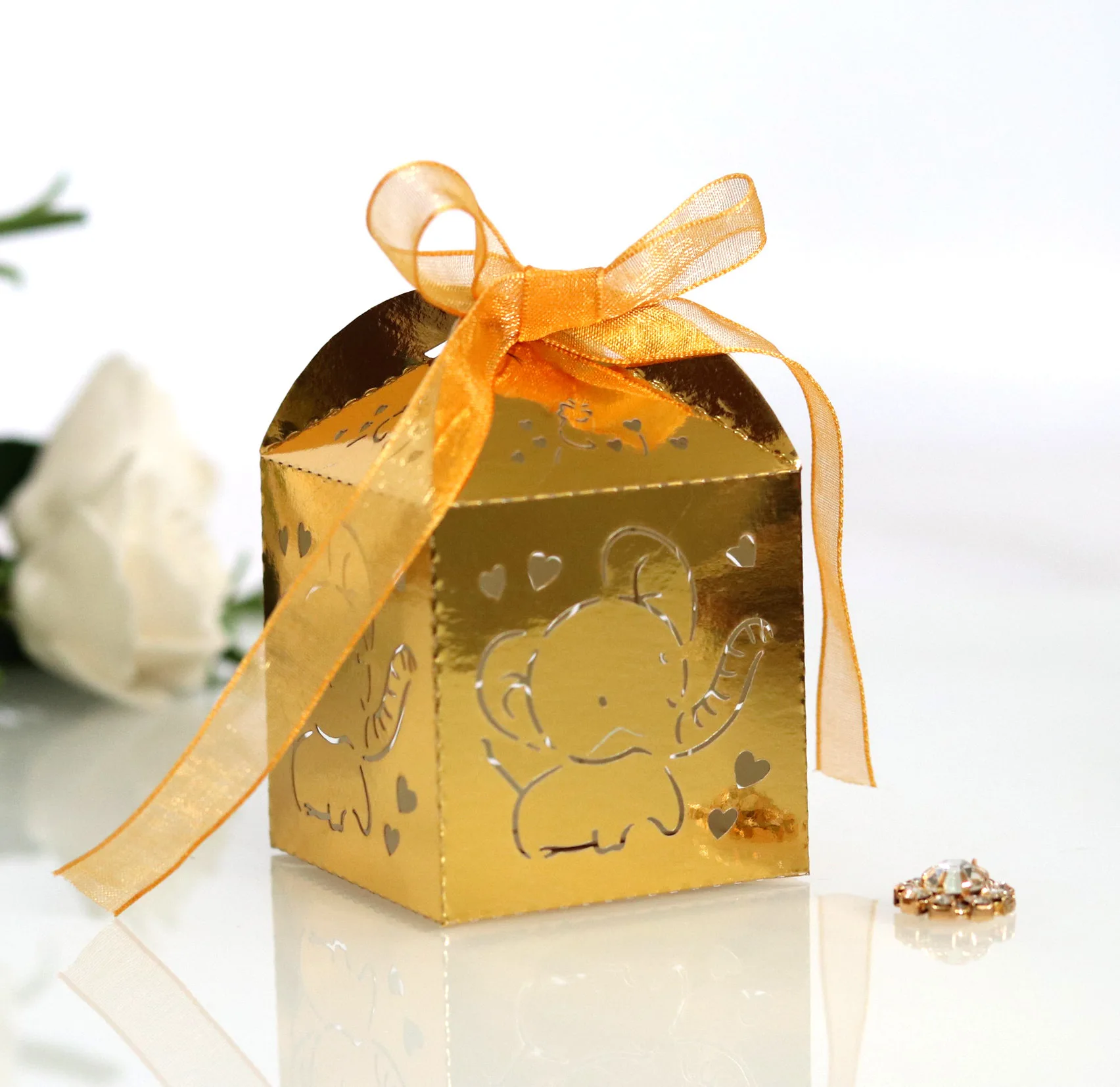 Свадебные коробки в форме слона с лазерной резкой вечерние для конфет