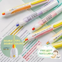 andstal 6pcsset twin tip retractable highlighter pen 10 fluo colors soft fluorescent color school marker set hilighter pen
