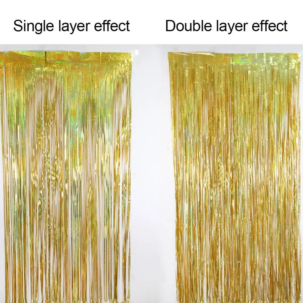 Блестящая мишура фольга с бахромой занавеска декор для дня рождения свадьбы