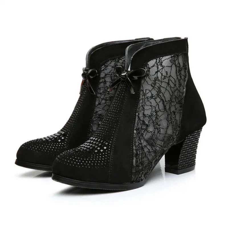 Женские полусапожки из дышащей сетки Сезон весна-осень Ботинки Дизайнерская