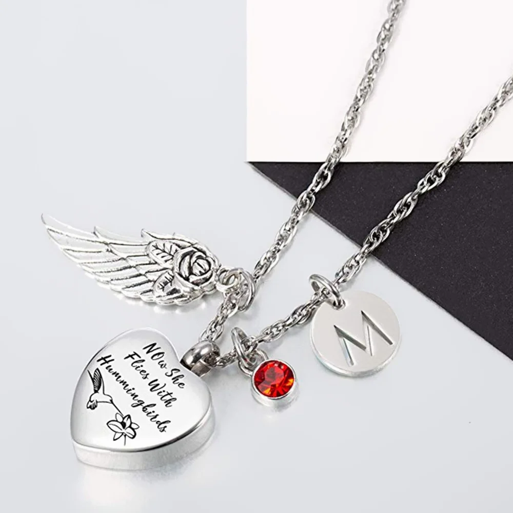 Ювелирные изделия из нержавеющей стали ожерелье с урной для праха Колибри камнем