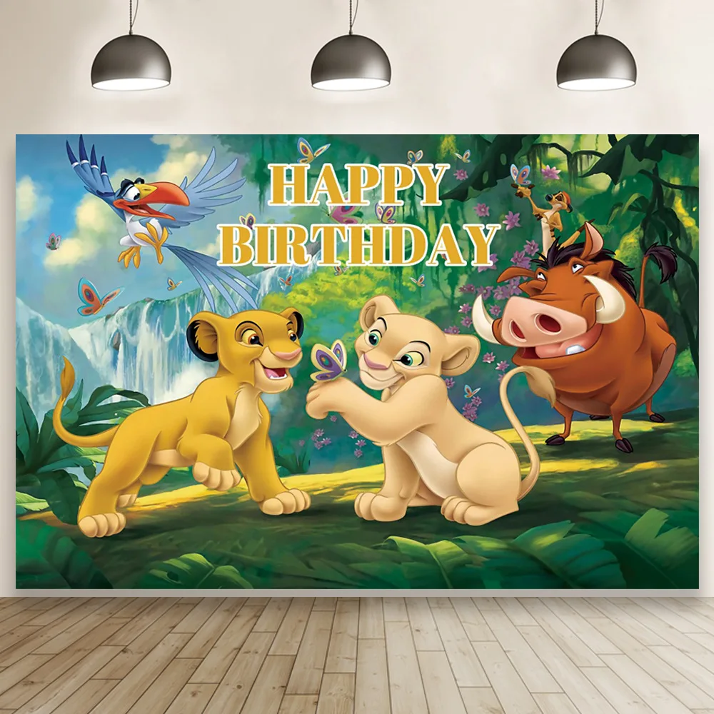 Fondo personalizado de Disney, El Rey León, Simba, decoraciones para fiesta de cumpleaños, telones de fondo, decoración para niños, pared de Photozone para boda