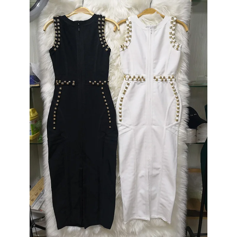 Женское Бандажное платье без рукавов белое элегантное желтое розовое с бисером