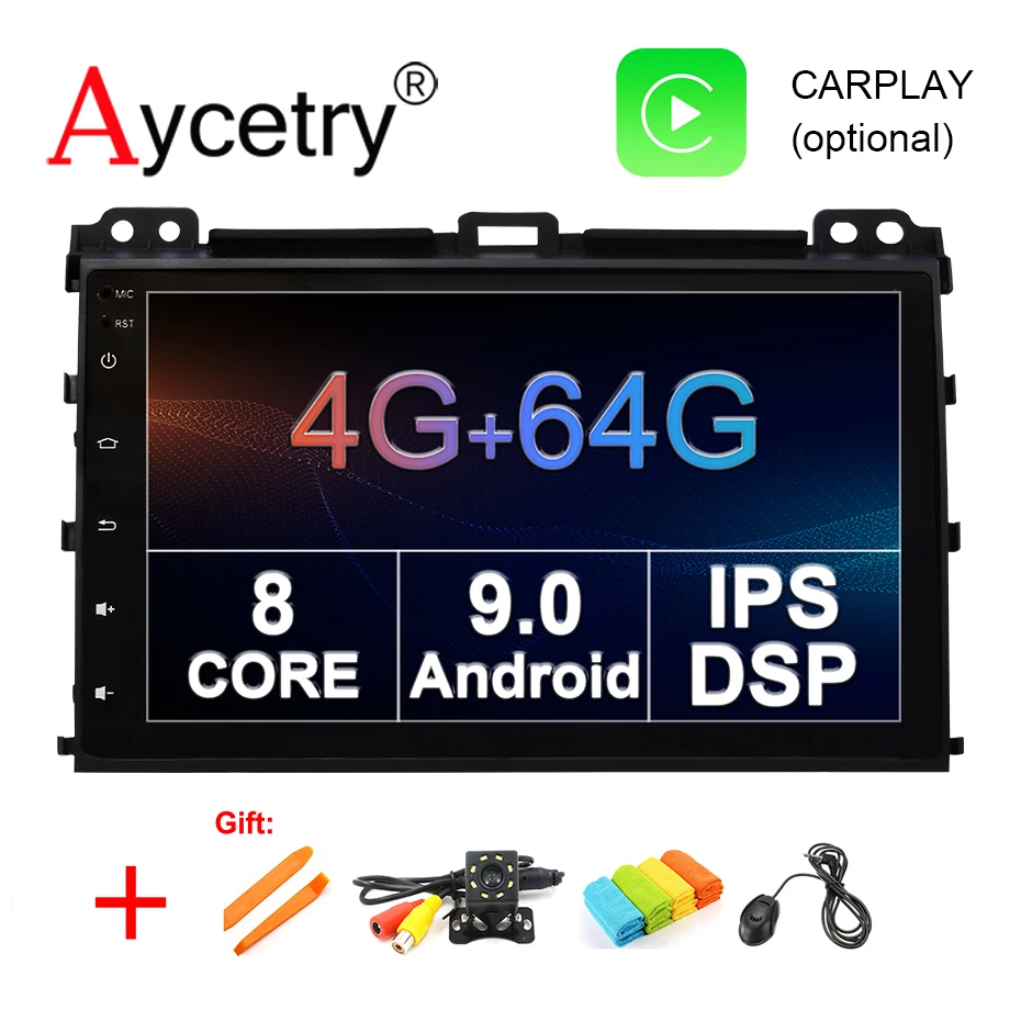 9 ''8 ядерный 4 г+ 64 г 2 din Android 9 Автомобильный мультимедийный dvd-плеер gps аудио для Toyota Prado 120 для Lexus GX470 Автомагнитола стерео obd2