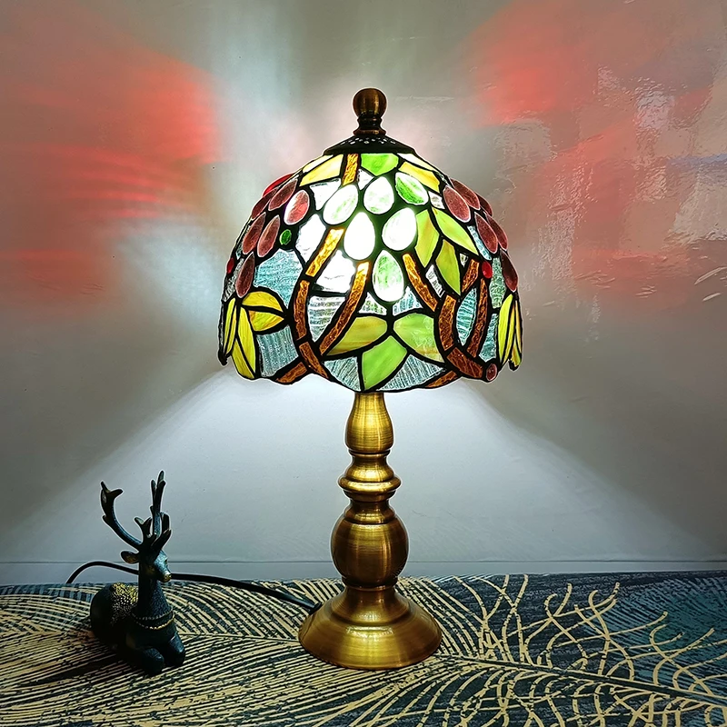 WOERFU Tiffany Table Lamp 20cm Grape Lampshape E27 Bedroom Bedside Creative Fashion Retro Lamps | Освещение