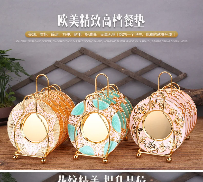 Изысканный набор лотков для торта сушилка посуды 6 в 1 Золотые/синие подставки