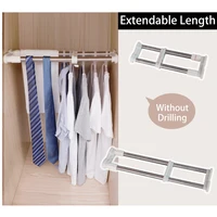 70-120cm Stainless Steel Double Closet Tension Rod Hanging Rail Extendable Cabinet Divider Shelf Clothes Shoes Holder Book Rack
