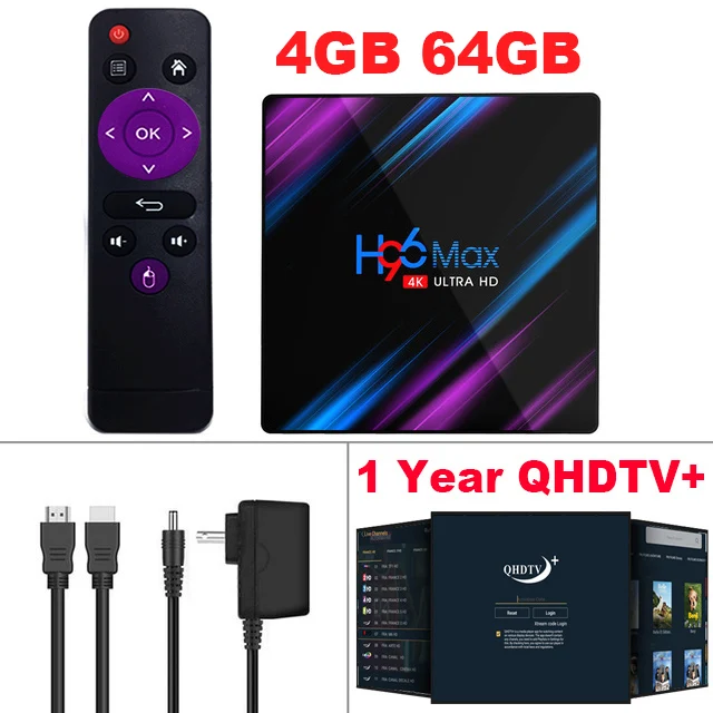 4G64G(1 year IPTV) Android9.0 ТВ коробка H96 Max+ 1 год Франция QHD ТВ плюс код IPTV RK3318 4K HD USB3.0 H.265 Google Play домашний медиа плеер телеприставка - Цвет: 4G64G(1 year IPTV)
