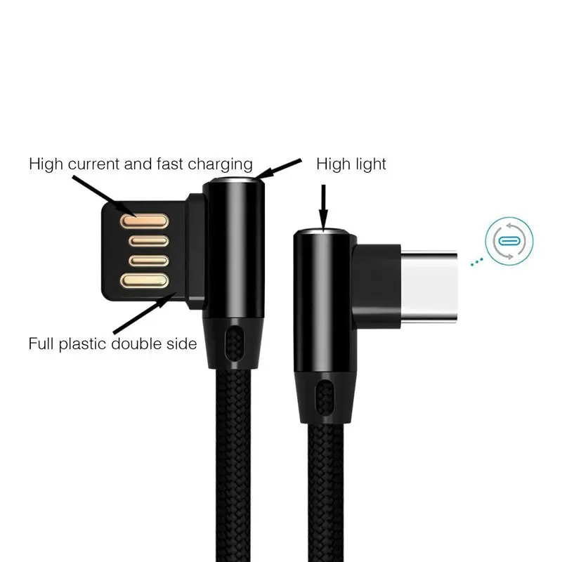 USB Type C to 3.0 Cable Fast Charge Double 90-Degree Interface Sided USB-C for Samsung S8 Note 8 LG V20 G6 G5 | Электроника