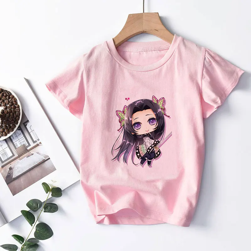 Топы для девочек Demon Blade милая детская одежда модная футболка Slayer Детская летняя с