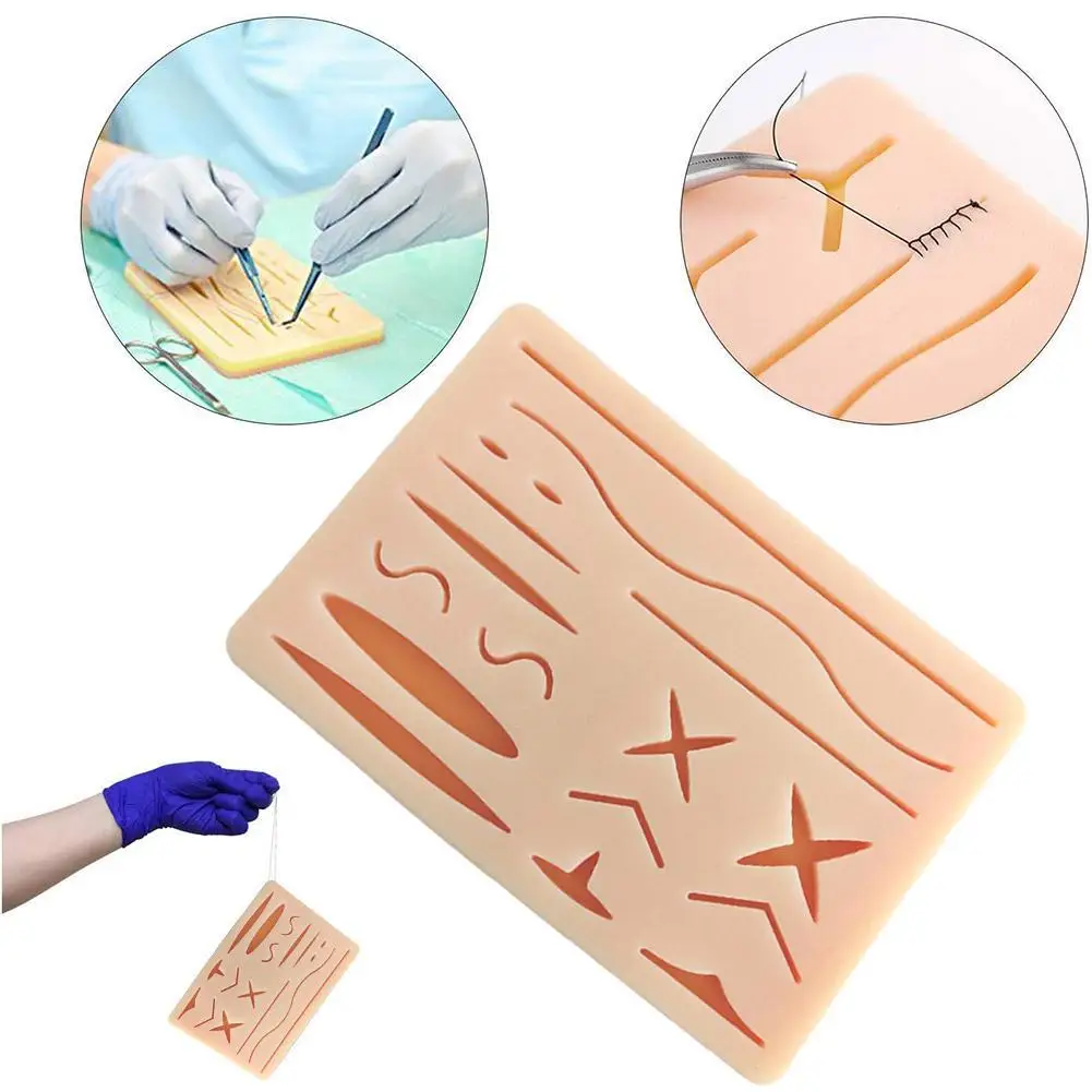

2021 Surgical Suture Training Kit Skin Suture Practice Silicone Pad Kit Needle with Simulated Wound Equipment Teaching Trai S6O1