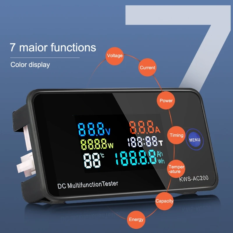 DC 0-200V Вольтметр Амперметр KWS Мощность счетчик энергии светодиодный цифровой