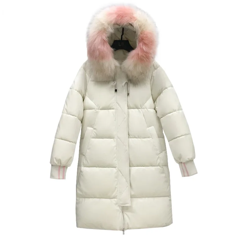 Новинка 2019 воротник из густого меха зимнее пальто с капюшоном большие размеры