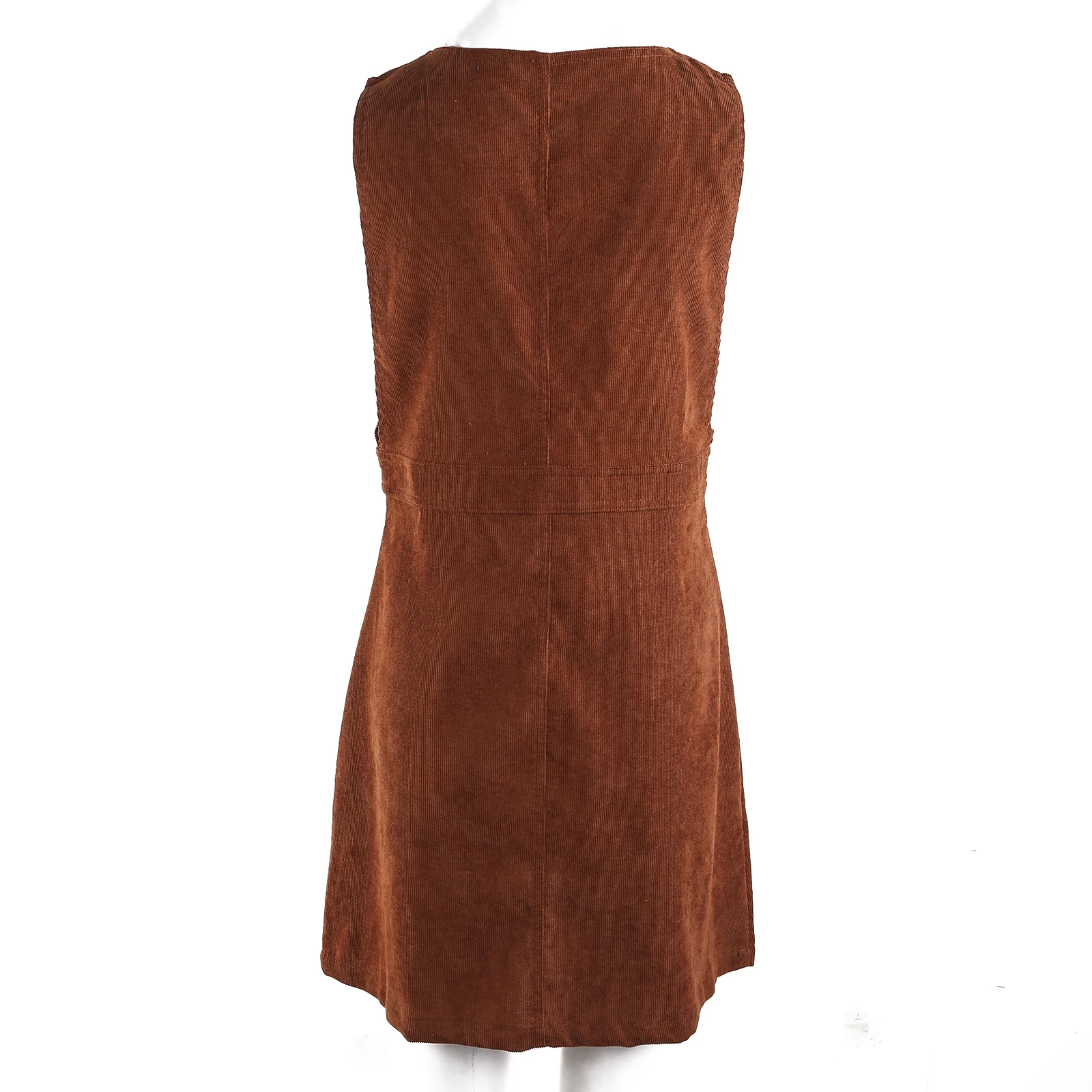 

Women Fashion Pocket Suspender Dress Stylish Solid Color Buttons Sleeveless Deep V-neck Mini Dresses Outwear for Ladies Female