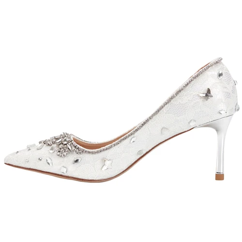 white 7cm heel Свадебная обувь; свадебные туфли; Новинка года; женские дизайнерские красные свадебные туфли со стразами; белые вечерние туфли-лодочки на тонком каблуке с украшением в виде кристаллов - Цвет: white 7cm heel