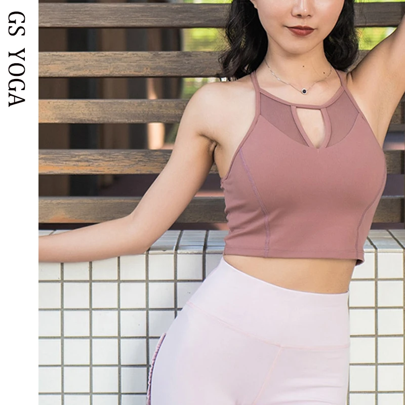 Женская сетчатая Лоскутная спортивная майка топ для йоги бюстгальтер жилет бега