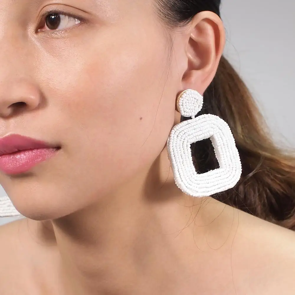 Женские богемные квадратные серьги подвески MANILAI массивные геометрические