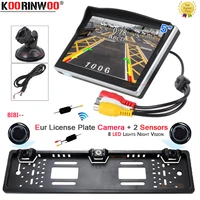 koorinwoo eur license plate camera wireless radar detector 5monitor parktronics for cars parking sensors without wire rear view