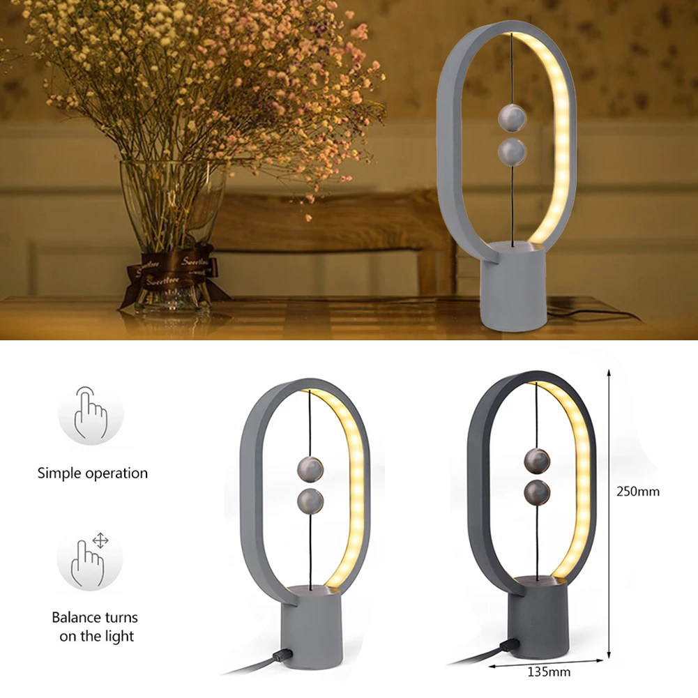 

Магнитный мини-светильник HENG Ellipse с питанием от USB, ночник со светодиодной подсветкой, настольная лампа для офиса и дома, Декор