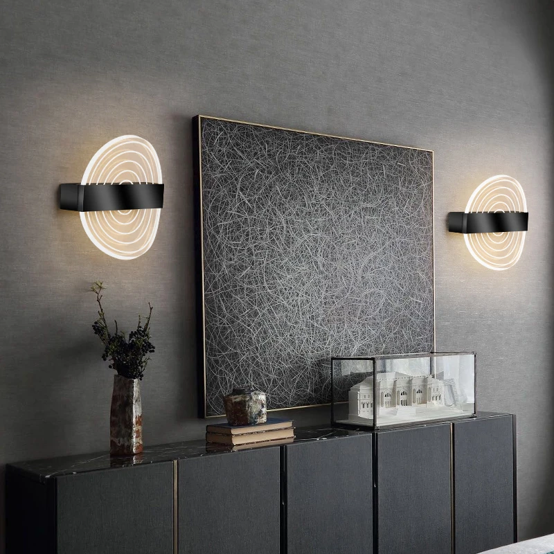 

Minimalist Nordic LED Wall Lamp Gold or Black 12W Acrylic Creative Wall Light For TV Background Bedroom Bedside Corridor Deco