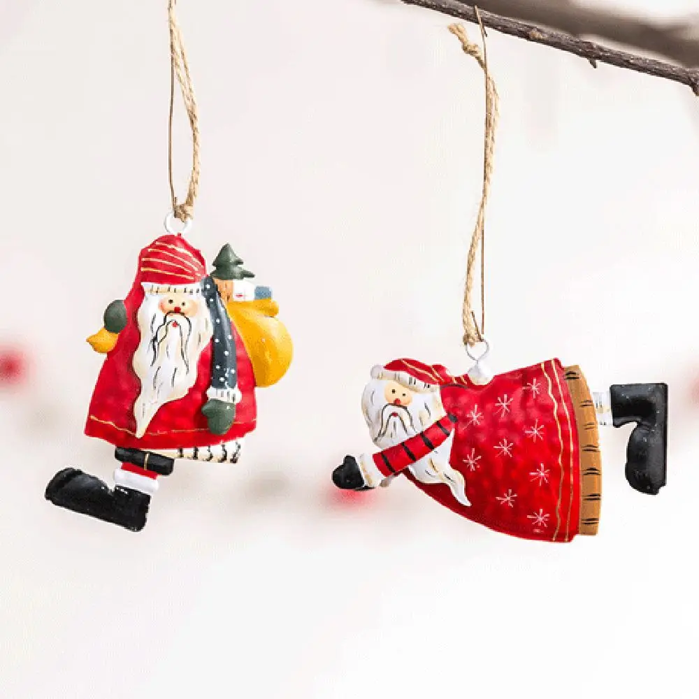 

Retro Metal Cartoon Angel Hanging Pendants Christmas Decorations Xmas Tree Embellishment Santa Claus Handicraft Drop Ornaments