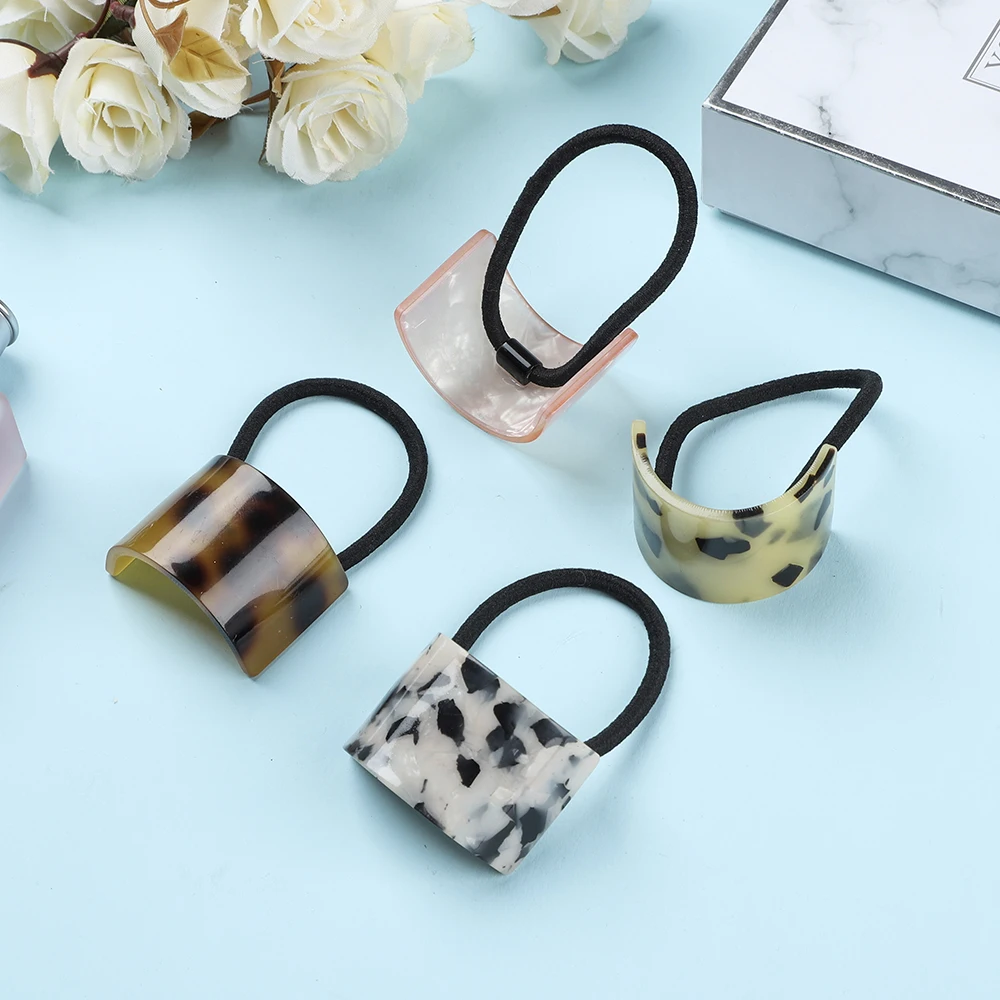 Модные Акриловые эластичные резинки для волос женские девочек с геометрическим