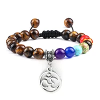 natural stone 7 chakra bracelets men classic om symbol lucky yoga energy bracelets braided rope adjustable bangle women jewelry
