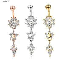 leosoxs 1piece body piercing jewelry high quality flower navel button navel ring belly rings