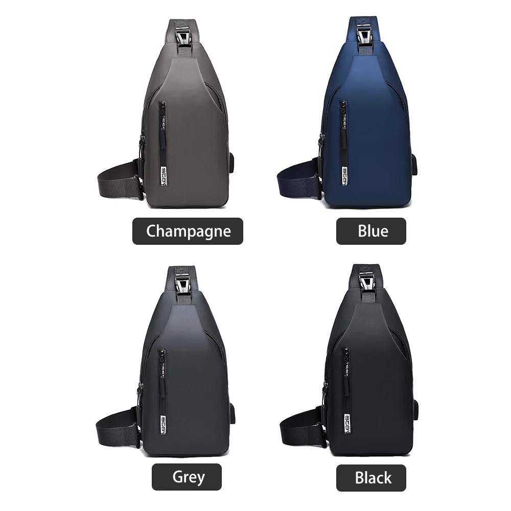 Уличная мужская сумка через плечо водостойкая нагрудная сумочка слинг с USB