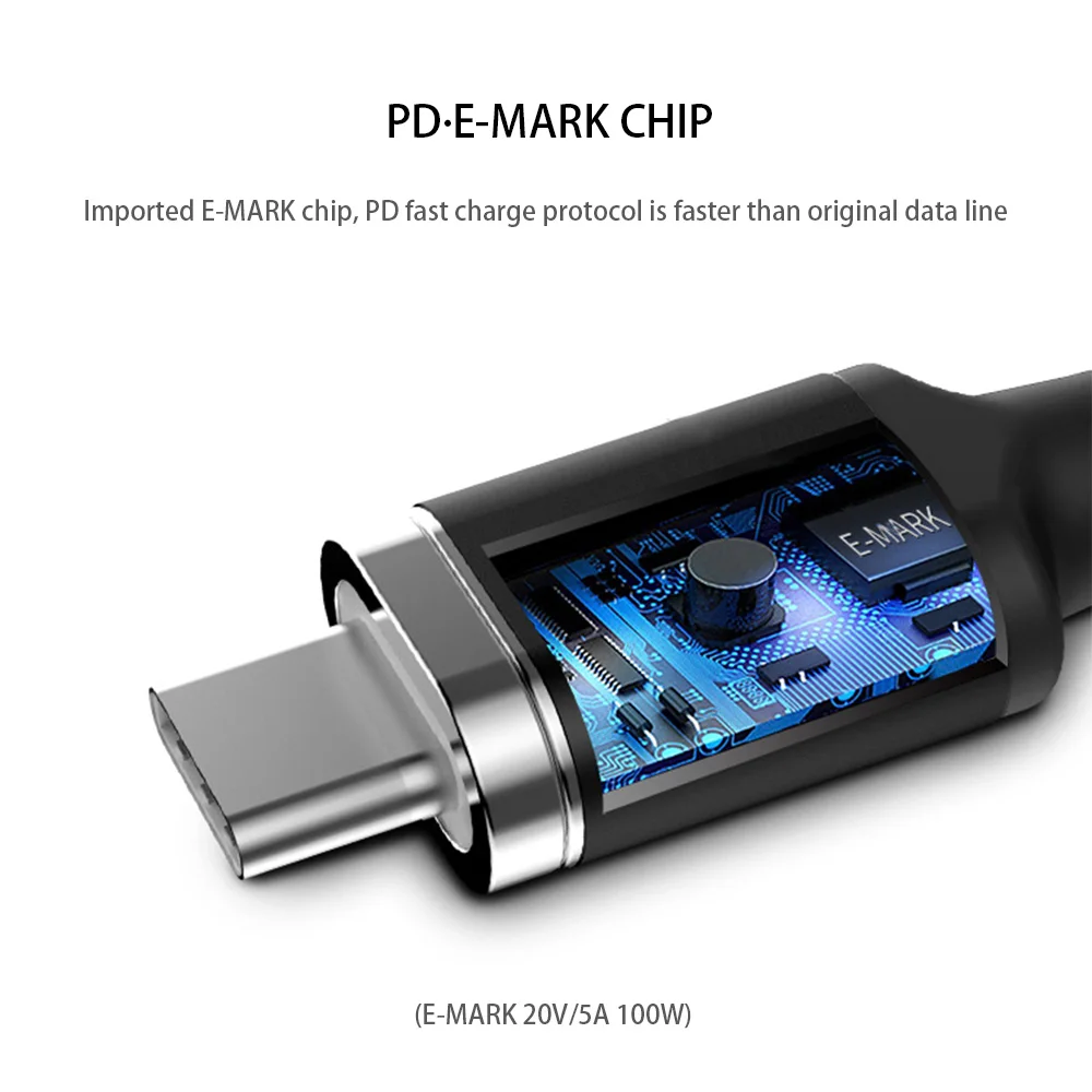 Магнитный кабель USB Type C 20 в 5 А к PD быстрая зарядка 100 Вт для Macbook pro Huawei Matebook P30 Samsung S9