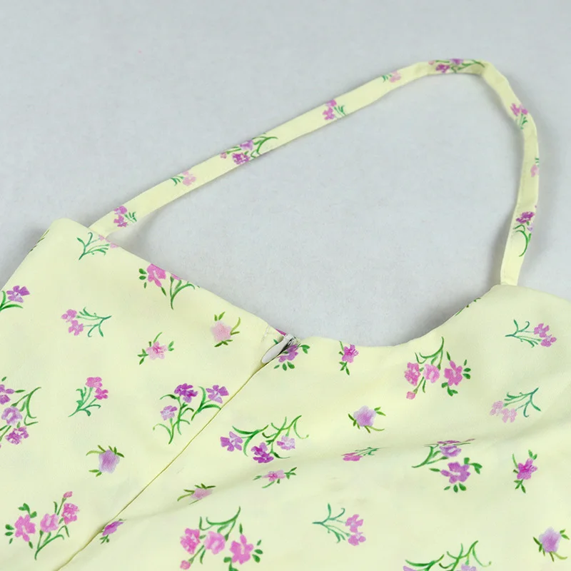 

2021 European and American Spring New Sexy Women's Clothing Fashion Floral Pile Pile Collar Split Sweet Sling Long Dress