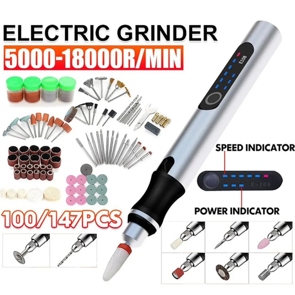 

Mini Electric Grinder Drill Polishing Machine 147Pcs/100Pcs Accessories Rotary Tools DIY Engraving Carving Pen Tools