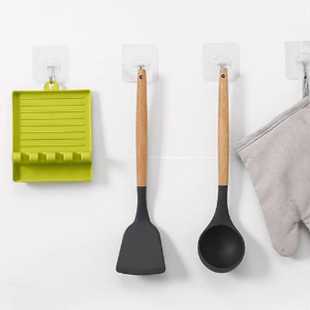 

Kitchen Spoon Holders Fork Spatula Rack Shelf Organizer Plastic Spoon Rest Chopsticks Holder Non-slip Spoons Pad Kitchen Utensil