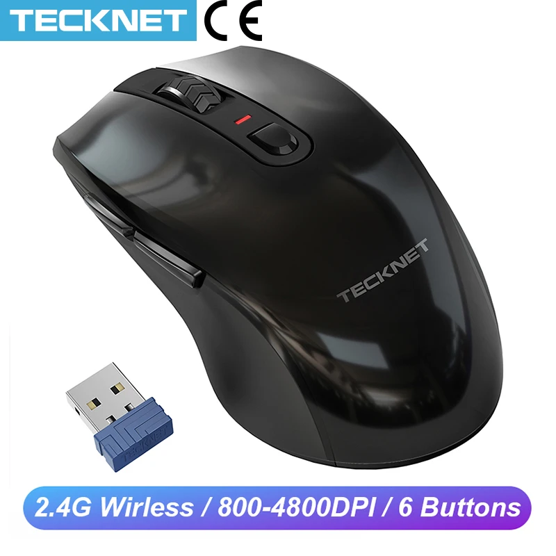 Беспроводная мышь TeckNet M006 2 4 ГГц 4800DPI Регулируемый USB нано ресивер 6 кнопок