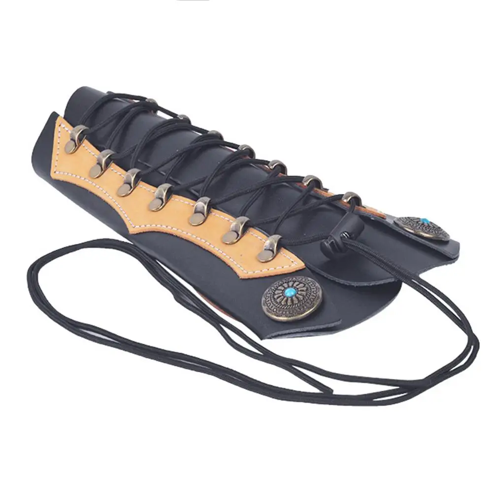 

Traditional Cowhide Archery Arm Protector Guard Restraint with Hardware Fasteners