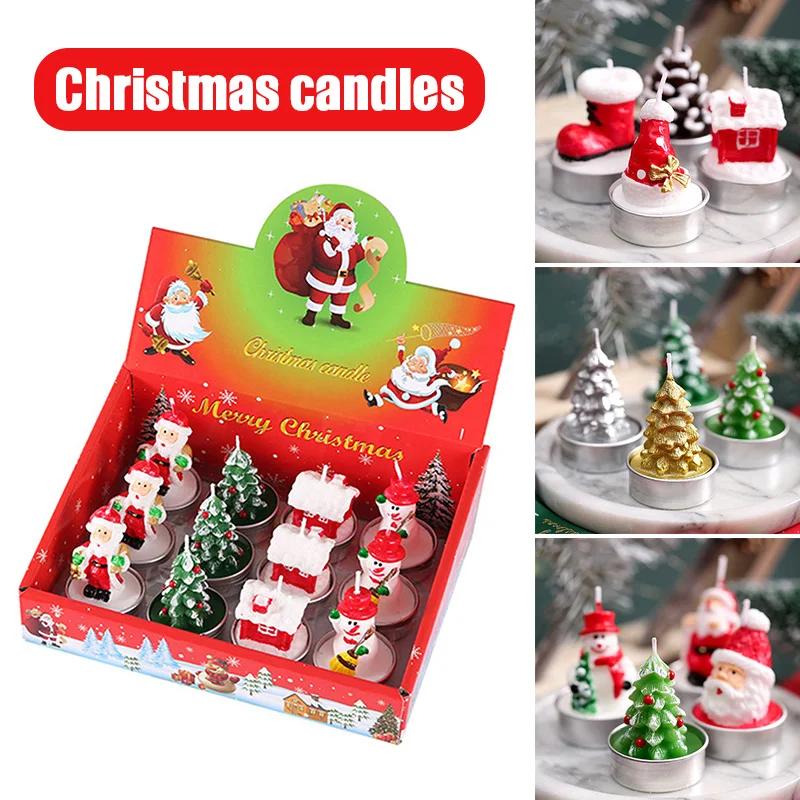 Рождественские свечи с изображениями Санта Клауса и снеговика сосновая шишка
