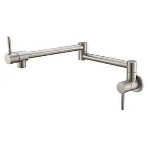 wall mounted kitchen faucet foldable brass pot filler faucet swivel folding retractable rotary stretch basin faucet sink tap free global shipping