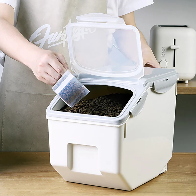 Пластиковая кормушка для домашних животных контейнер хранения откидная крышка