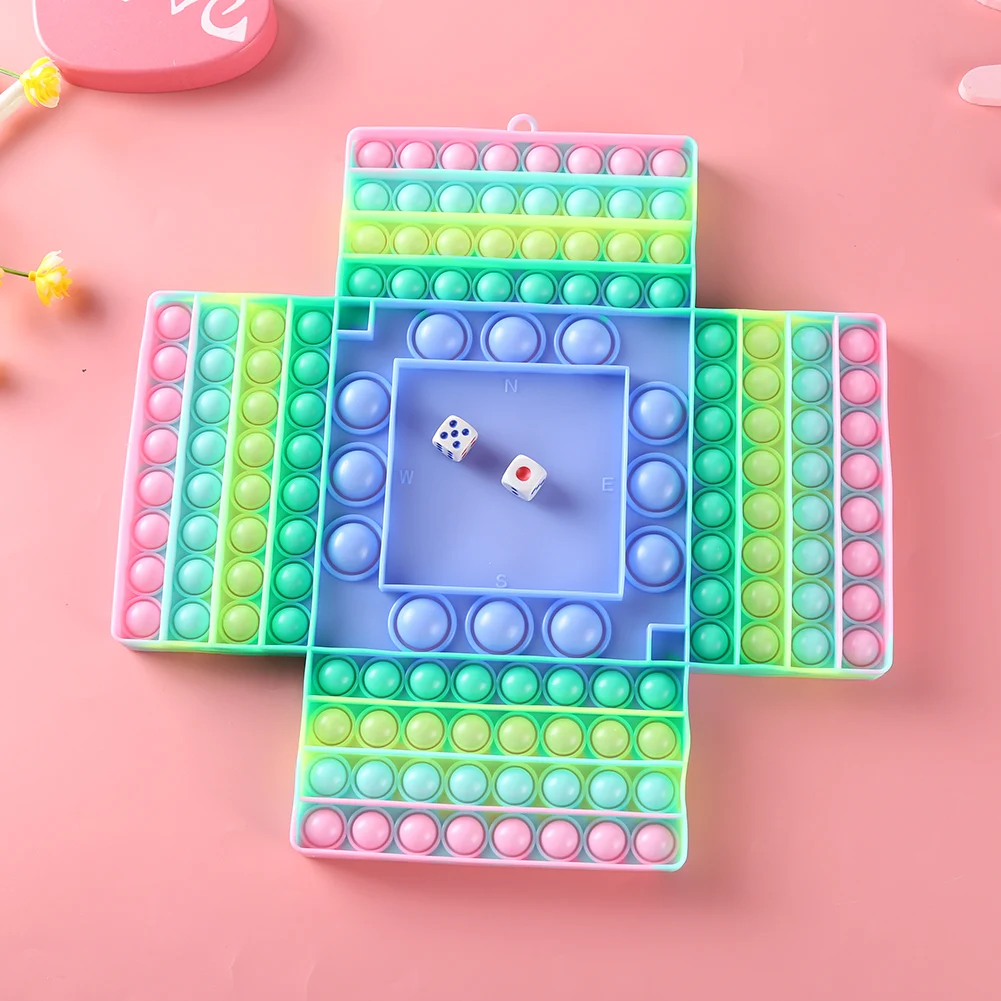 

Chessboard Silicone Push Bubble Fingertip Toys Rainbow Chess Board Anti-Stress Set Stress Reliever Adults Children Sensory Toys