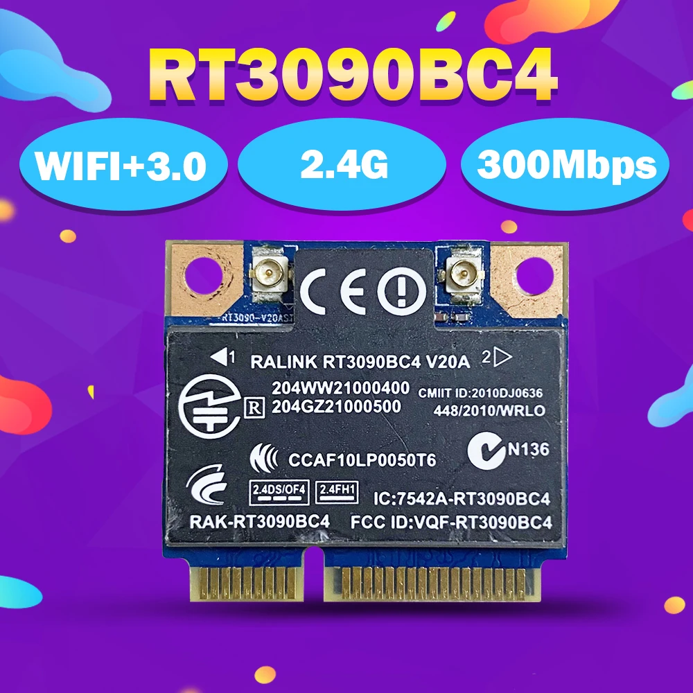 Беспроводная WLAN-карта Ralink RT3090BC4 Half Mini PCI-e Bluetooth3.0 беспроводная карта SPS:602992-001 для HP