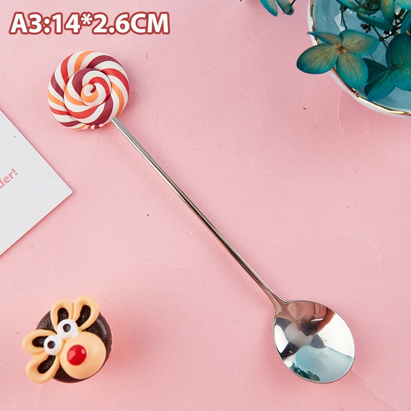 

Вилка из нержавеющей стали в виде пончика, леденца, ложки, десерты, вилка для фруктов, мед, Детская модель