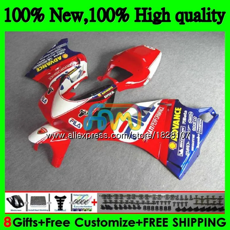 

748 853 For DUCATI 916 996 94 95 96 97 98 99 02 71BS.20 998 S R 1994 1995 Red blue sale 1996 1997 1998 1999 00 2001 2002 Fairing