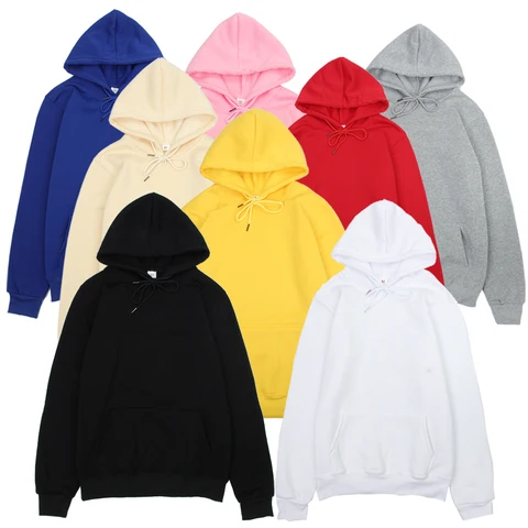Hoodies Sweatshirts Men Woman Fashion Solid color Red Black Gray Autumn Winter fleece Hip Hop Thread sleeve Hoody  Brand Casual