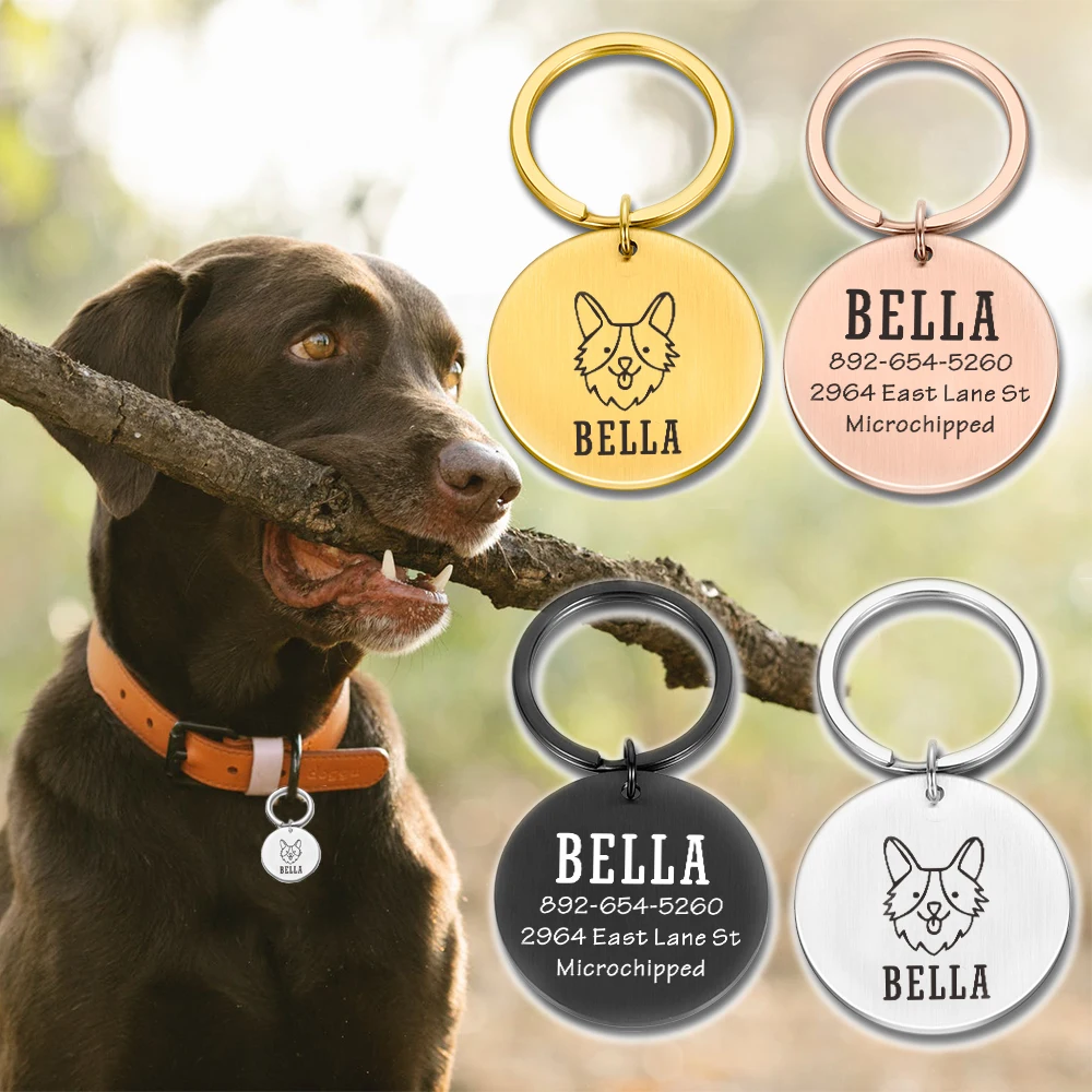 

Идентификационная бирка для кошек и щенков, аксессуары для ошейников собак под заказ, подвеска с именем, не потерянный, с гравировкой