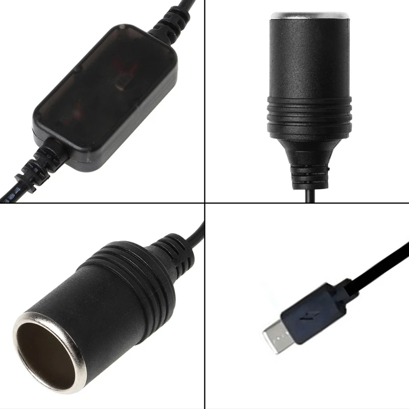 USB C PD Type Male к 12V розетка для автомобильного прикуривателя Female Step Up Cable записи