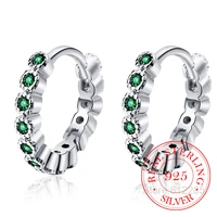 korean real 925 sterling silver zirconia crystal geometric buckle simple hoop earrings for women unisex party jewelry giftkjlfa