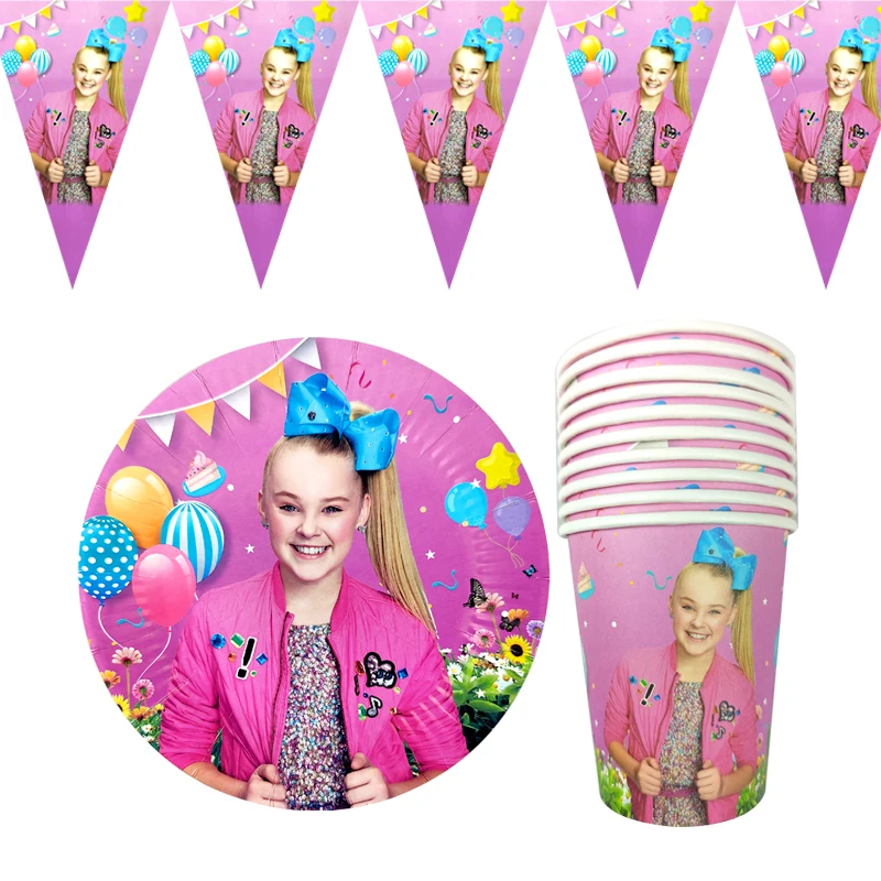 60 шт./лот JoJo Siwa тема День Рождения овсянка Посуда Стекло на день рождения вечерние