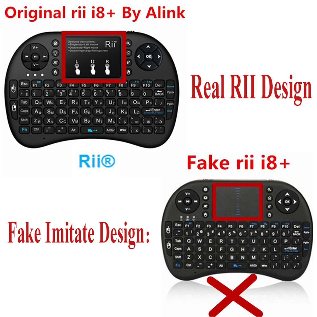 Оригинальная беспроводная клавиатура Rii Mini i8 + с английской иврит русской