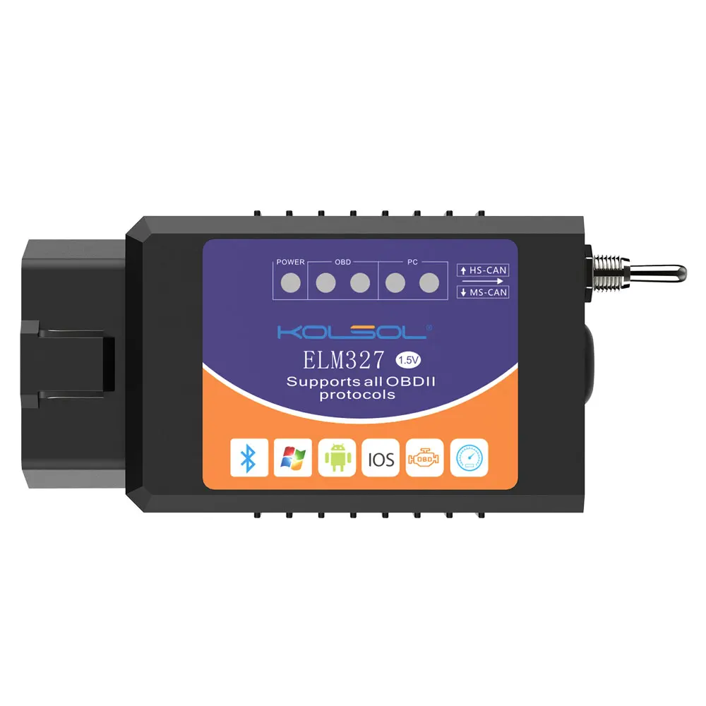 KOLSOL ELM327 Bluetooth OBD2 сканер V1.5 ELM327 с переключателем, модифицированным для Ford CH340+ 25K80 чип HS-CAN/MS-CAN